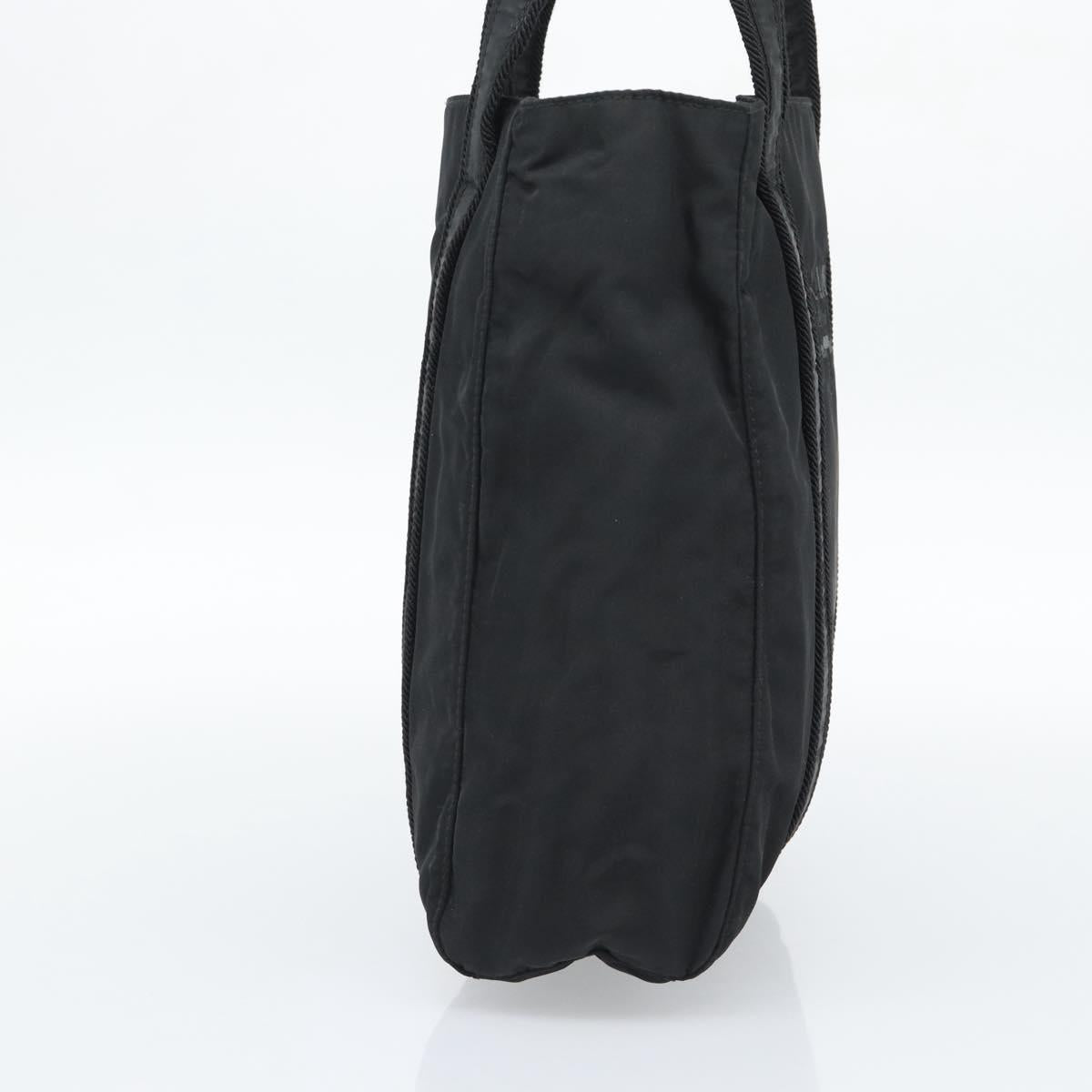 PRADA Hand Bag Nylon Black Gold Auth 191076