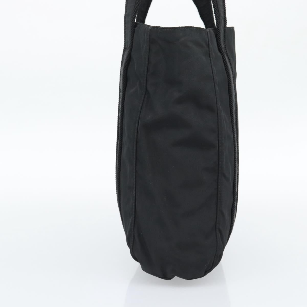 PRADA Hand Bag Nylon Black Gold Auth 191076
