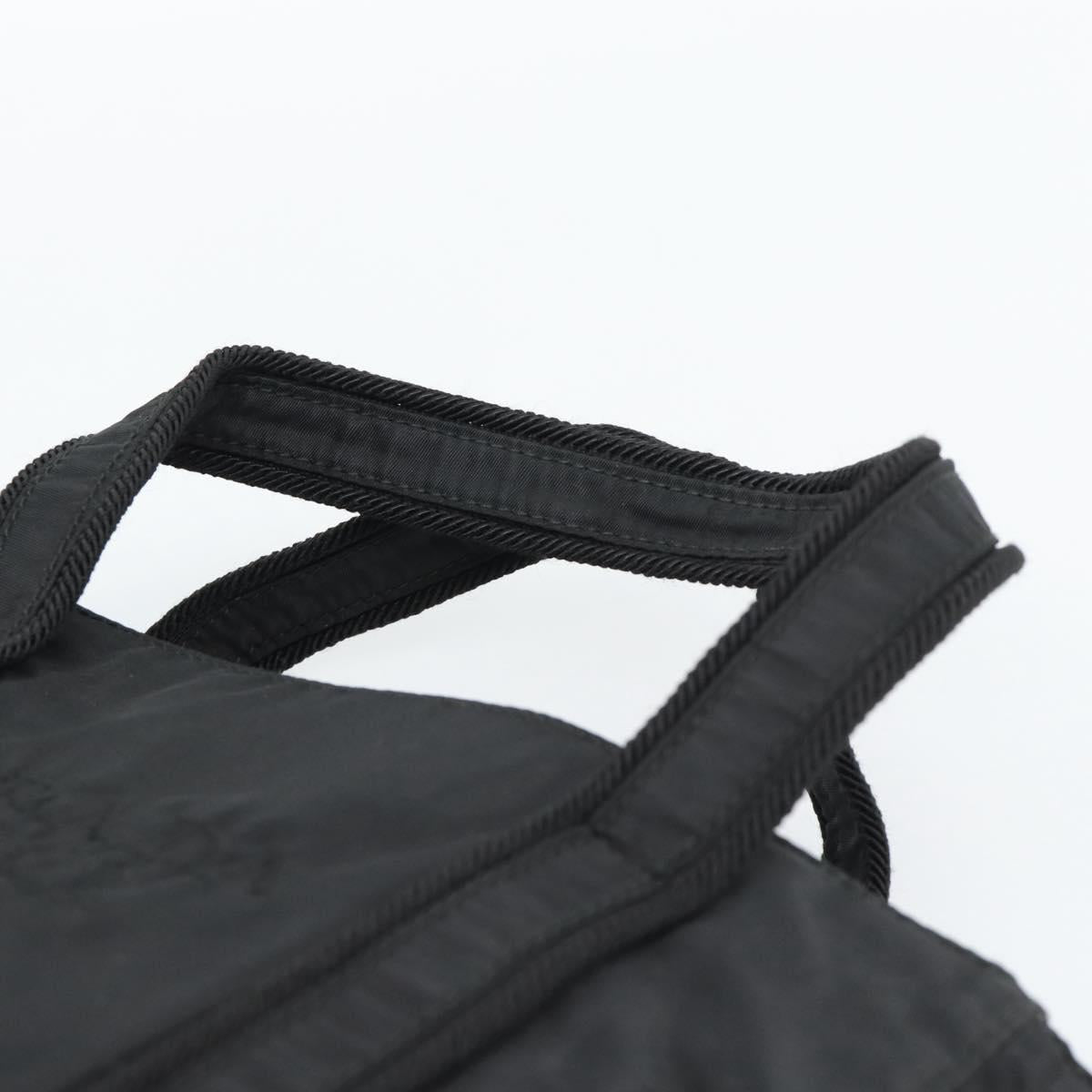 PRADA Hand Bag Nylon Black Gold Auth 191076
