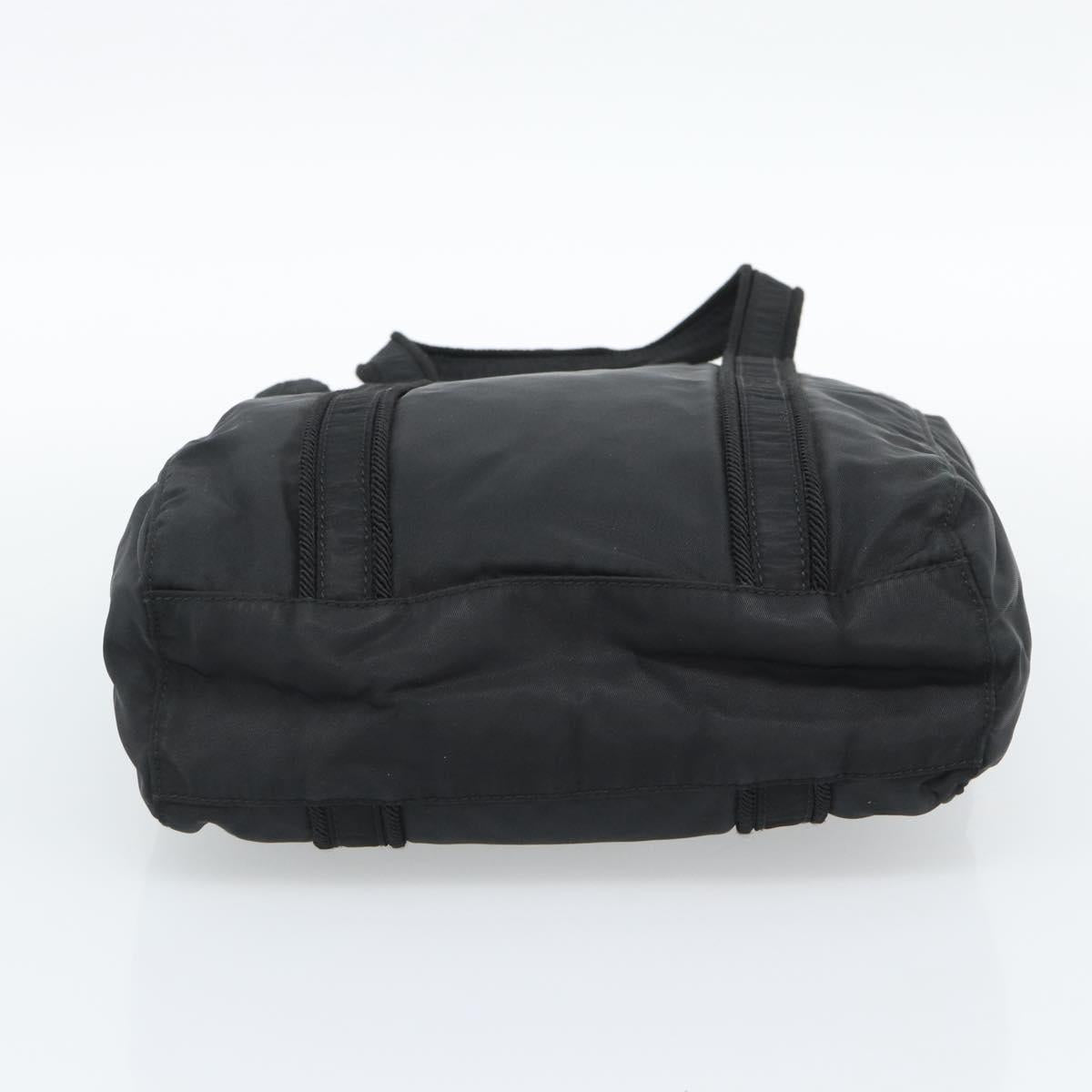 PRADA Hand Bag Nylon Black Gold Auth 191076