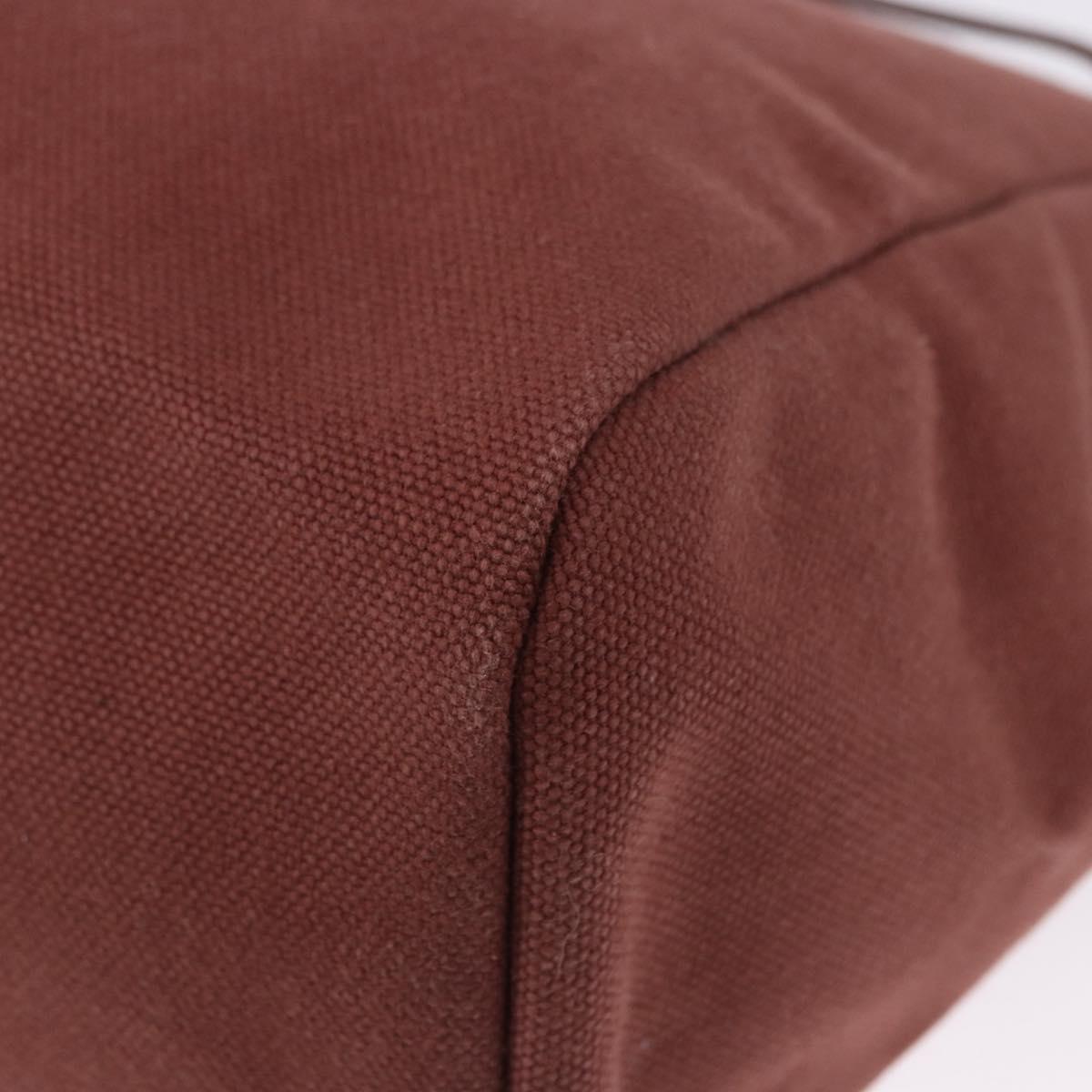 HERMES Herbag Cabas Hand Bag Canvas Leather Bordeaux Gold Auth 191077A