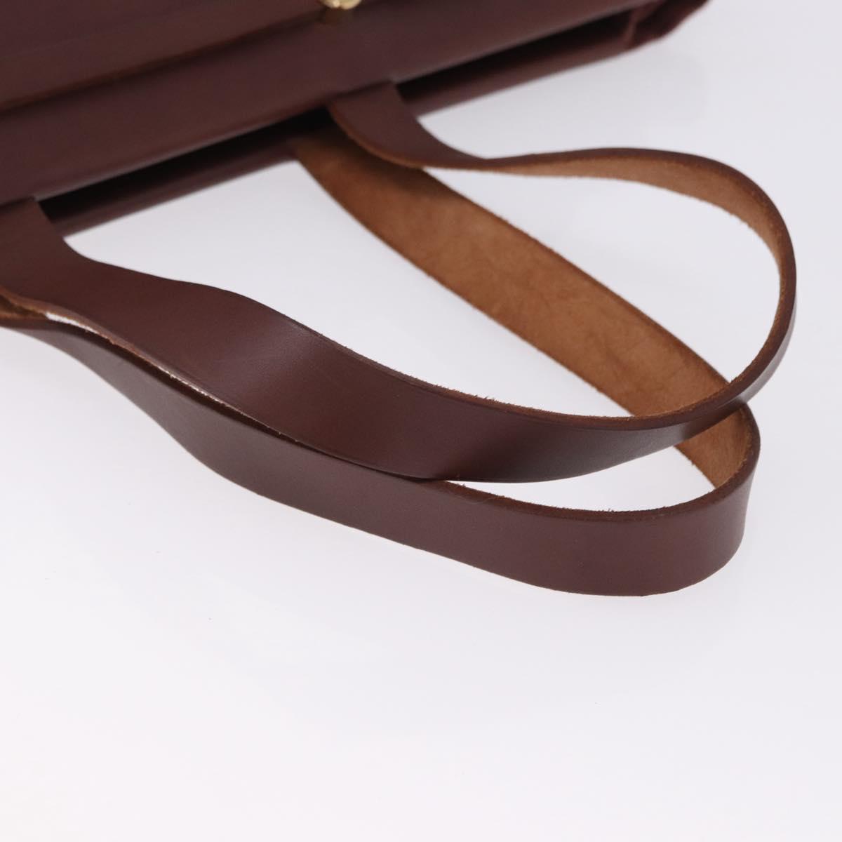 HERMES Herbag Cabas Hand Bag Canvas Leather Bordeaux Gold Auth 191077A