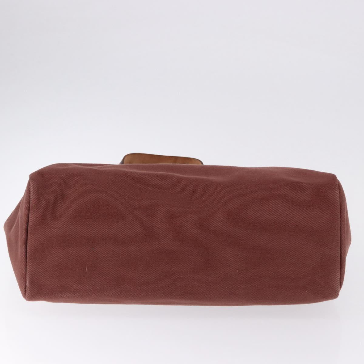 HERMES Herbag Cabas Hand Bag Canvas Leather Bordeaux Gold Auth 191077A
