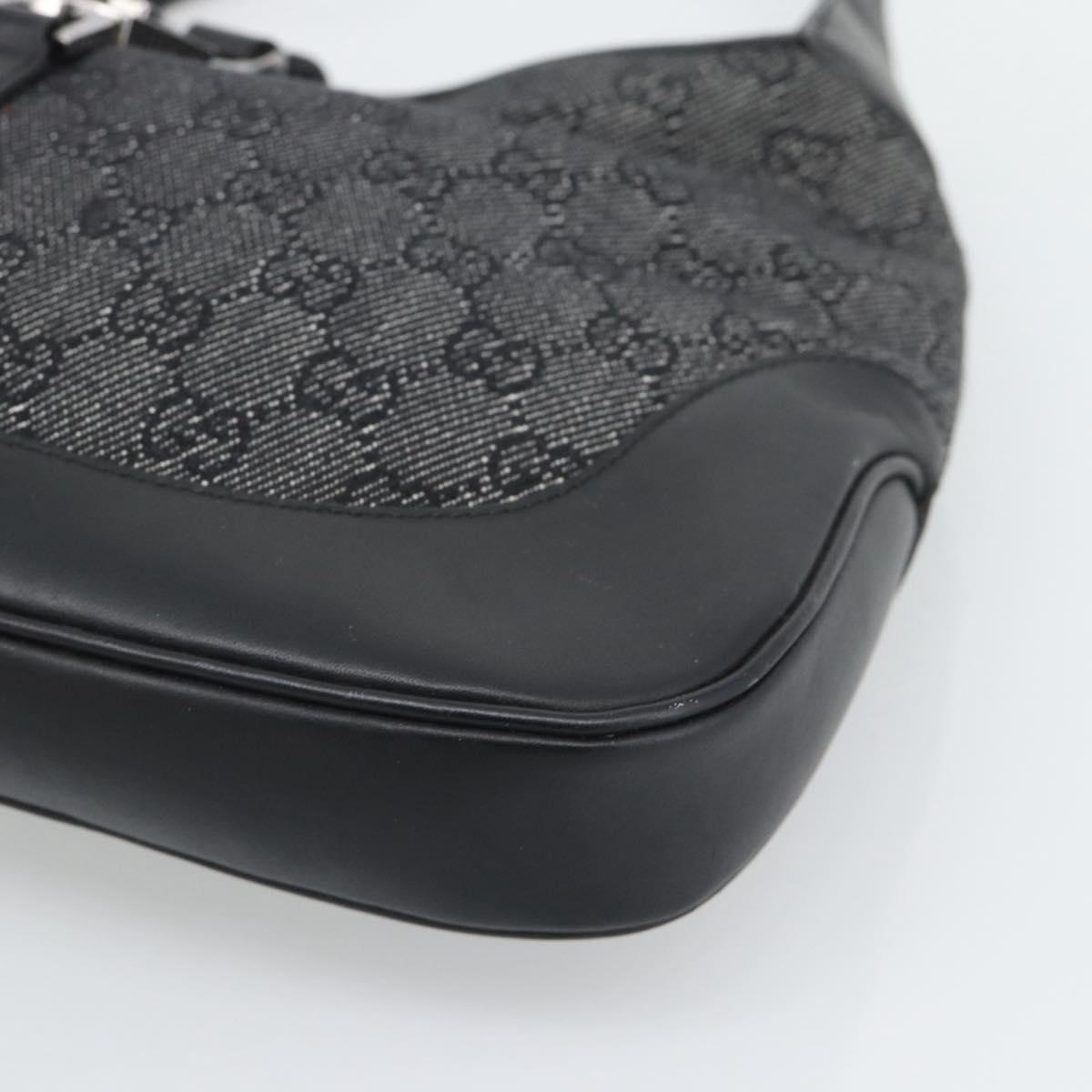 GUCCI GG Canvas Jackie Shoulder Bag Black Silver 00963 Auth 191078V