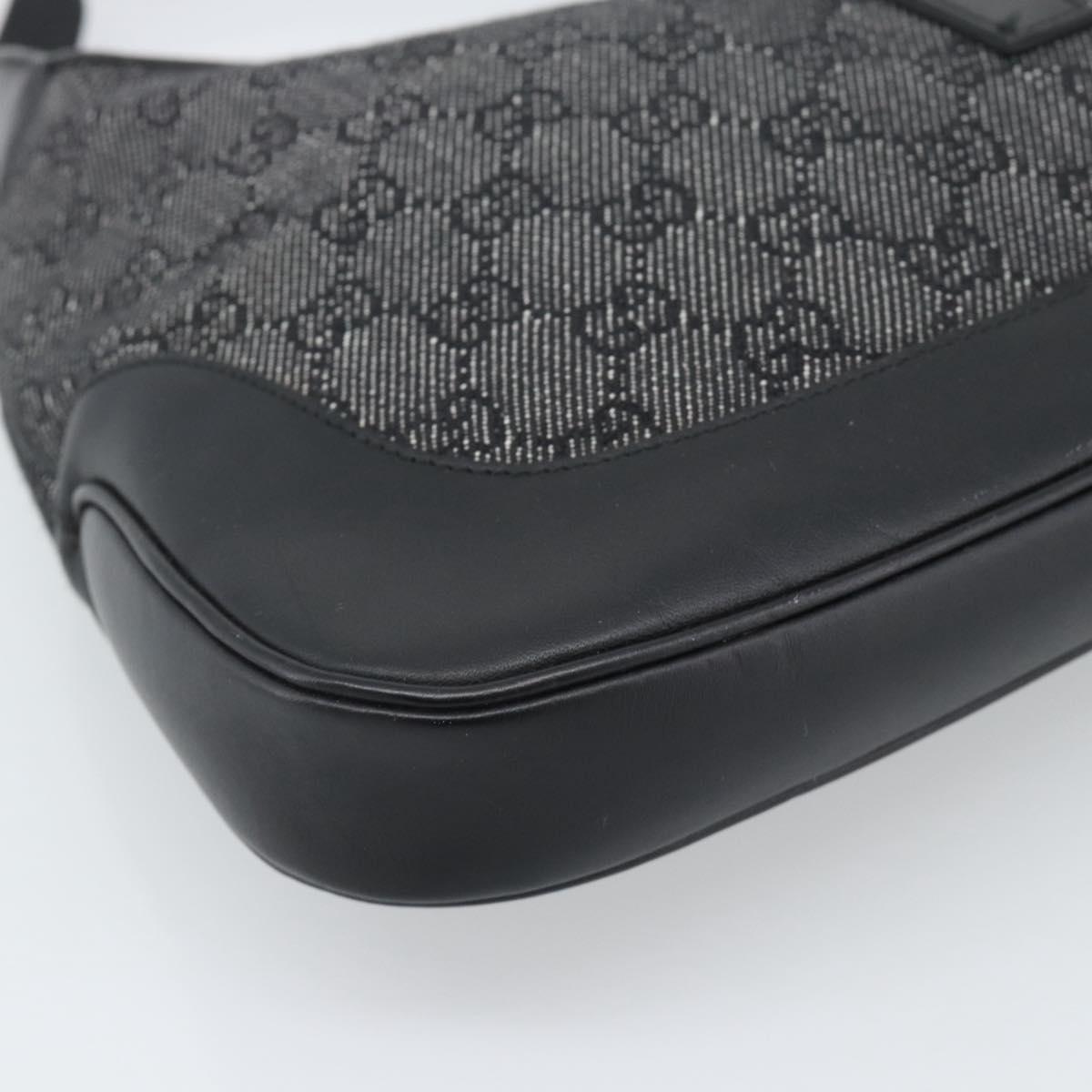 GUCCI GG Canvas Jackie Shoulder Bag Black Silver 00963 Auth 191078V