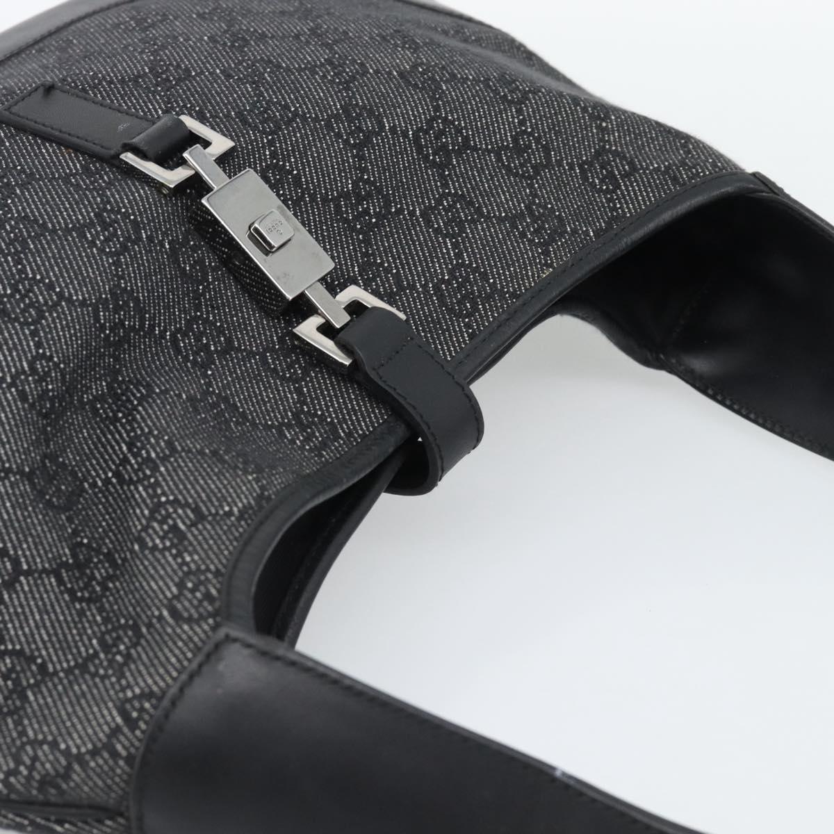GUCCI GG Canvas Jackie Shoulder Bag Black Silver 00963 Auth 191078V