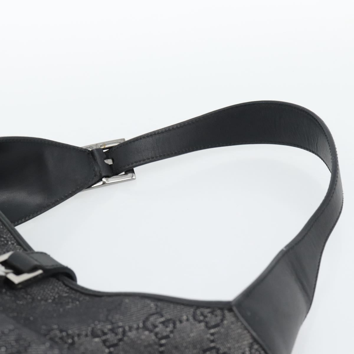 GUCCI GG Canvas Jackie Shoulder Bag Black Silver 00963 Auth 191078V