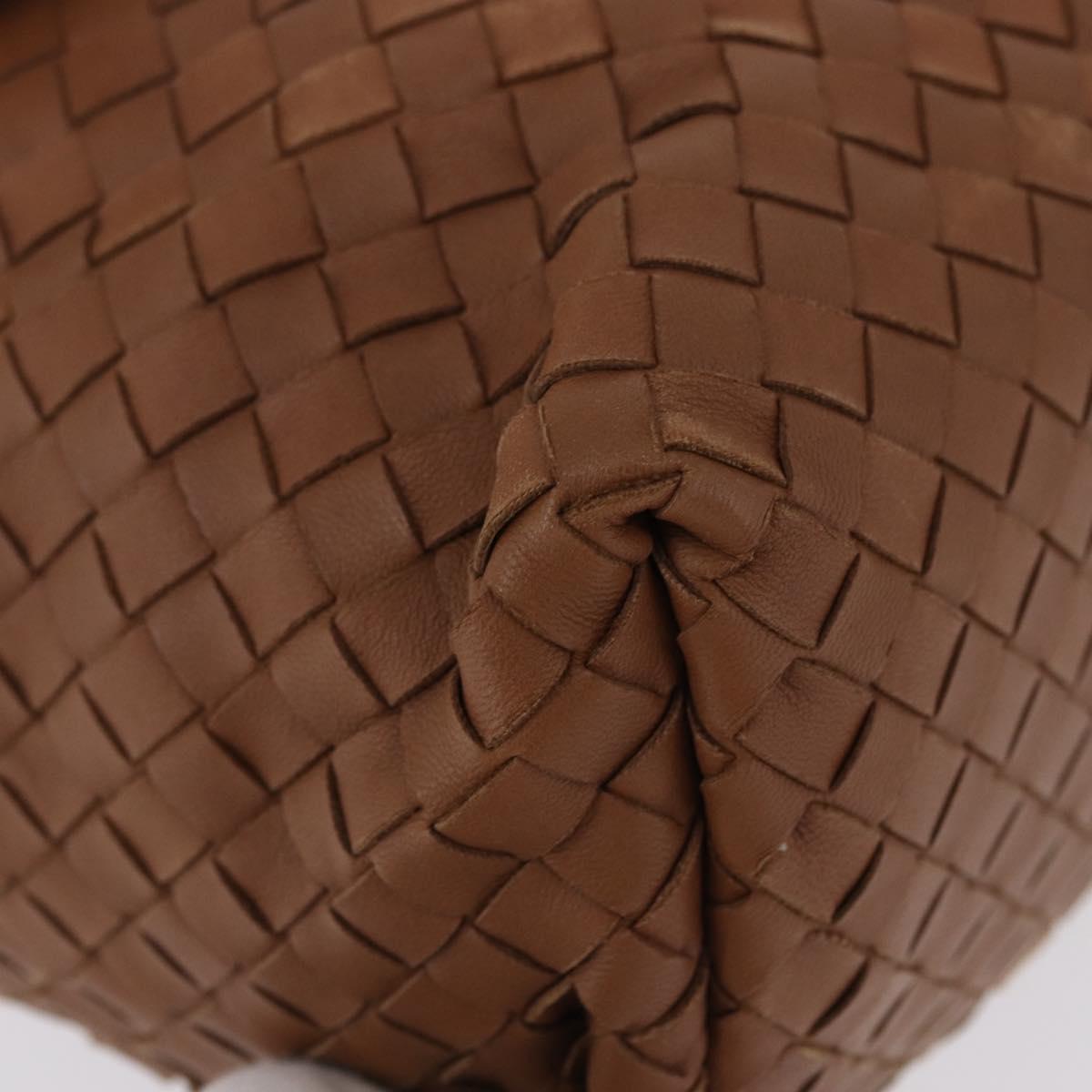 BOTTEGA VENETA INTRECCIATO Hand Bag Leather Brown Gold Auth 191079V