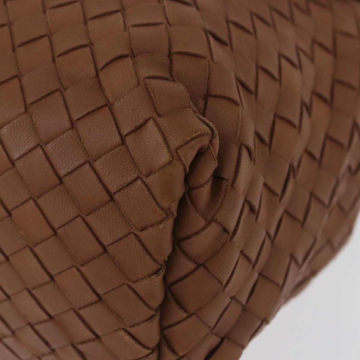 BOTTEGA VENETA INTRECCIATO Hand Bag Leather Brown Gold Auth 191079V