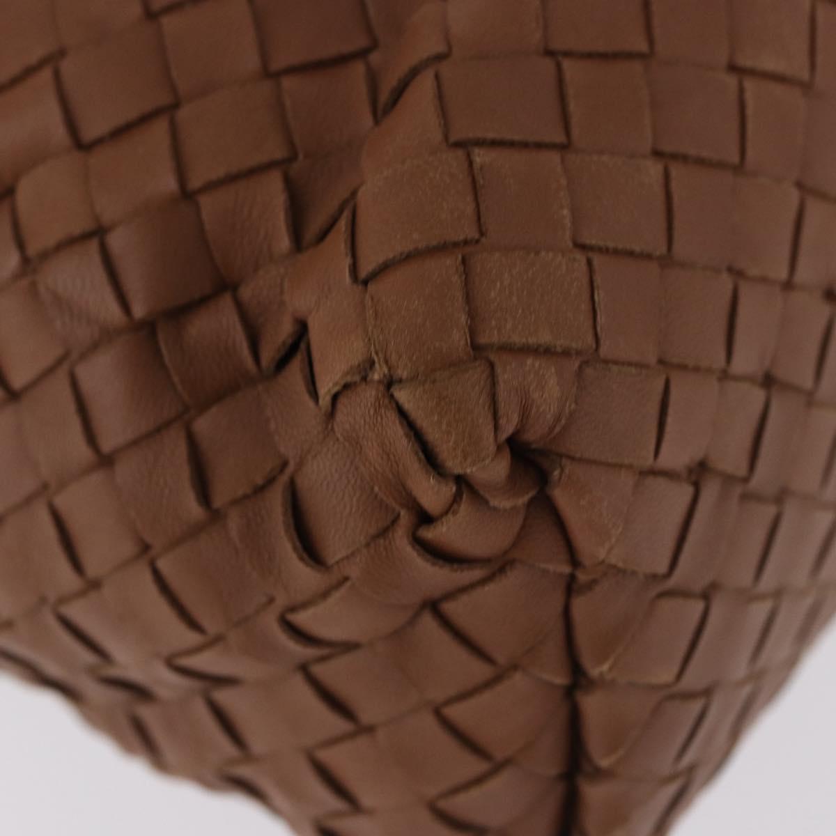 BOTTEGA VENETA INTRECCIATO Hand Bag Leather Brown Gold Auth 191079V