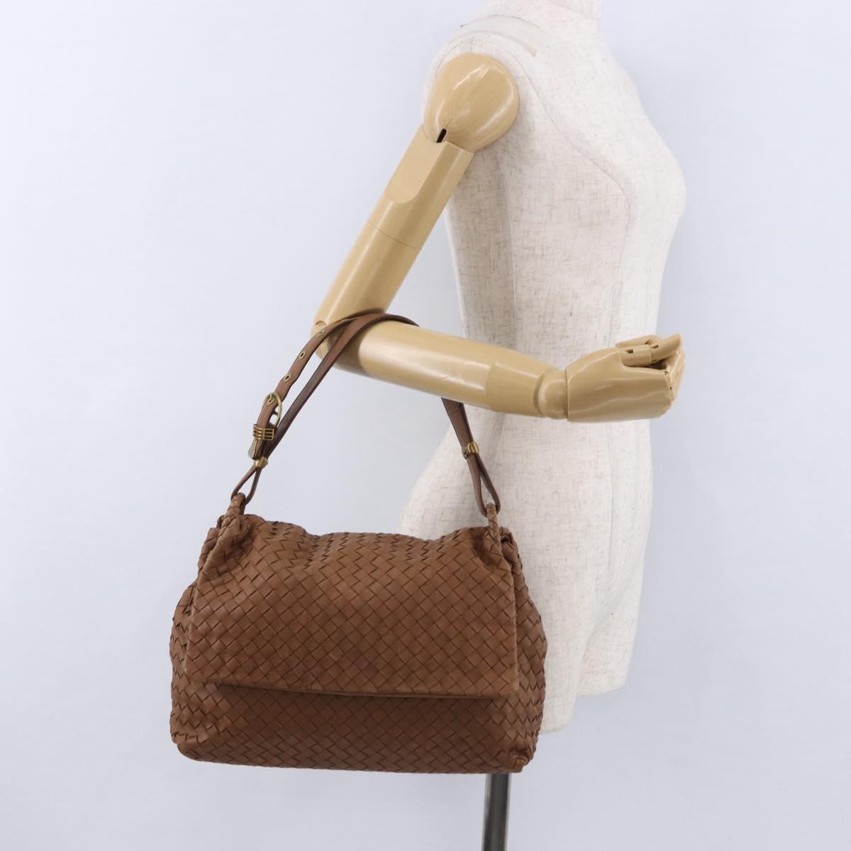 BOTTEGA VENETA INTRECCIATO Hand Bag Leather Brown Gold Auth 191079V
