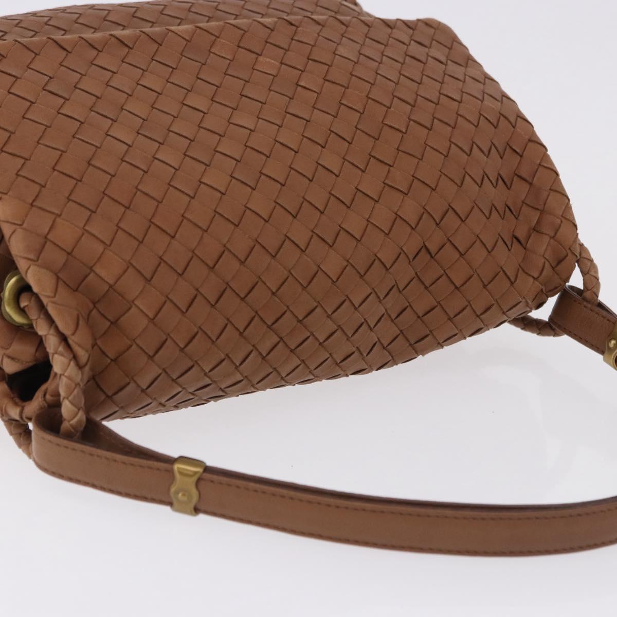 BOTTEGA VENETA INTRECCIATO Hand Bag Leather Brown Gold Auth 191079V