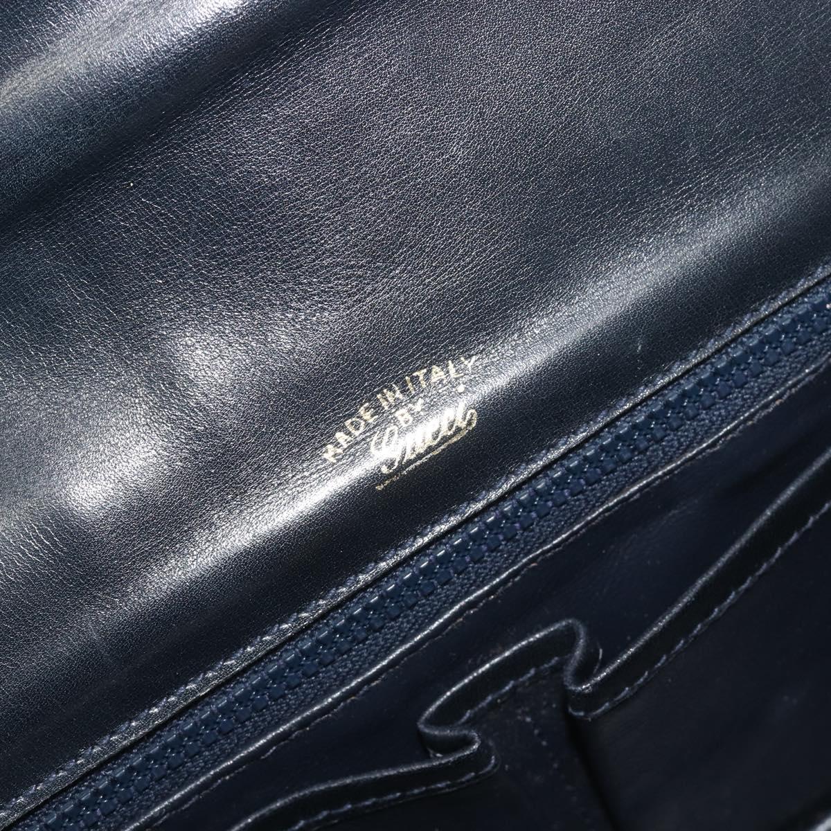 GUCCI GG Supreme Sherry Line Shoulder Bag PVC Navy Gold Auth 191082