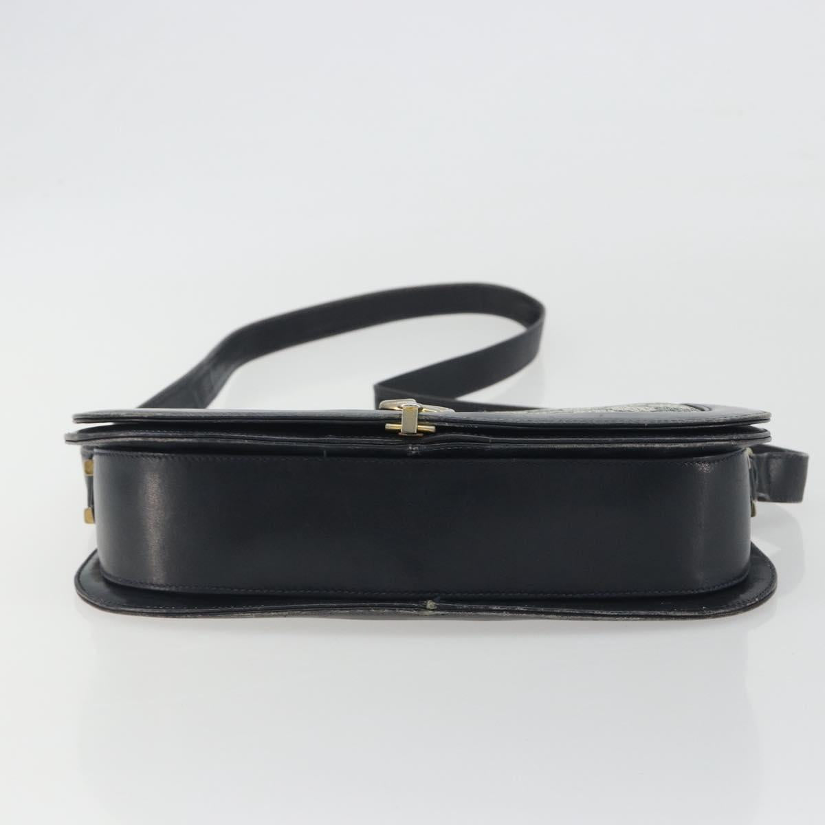 GUCCI GG Supreme Sherry Line Shoulder Bag PVC Navy Gold Auth 191082