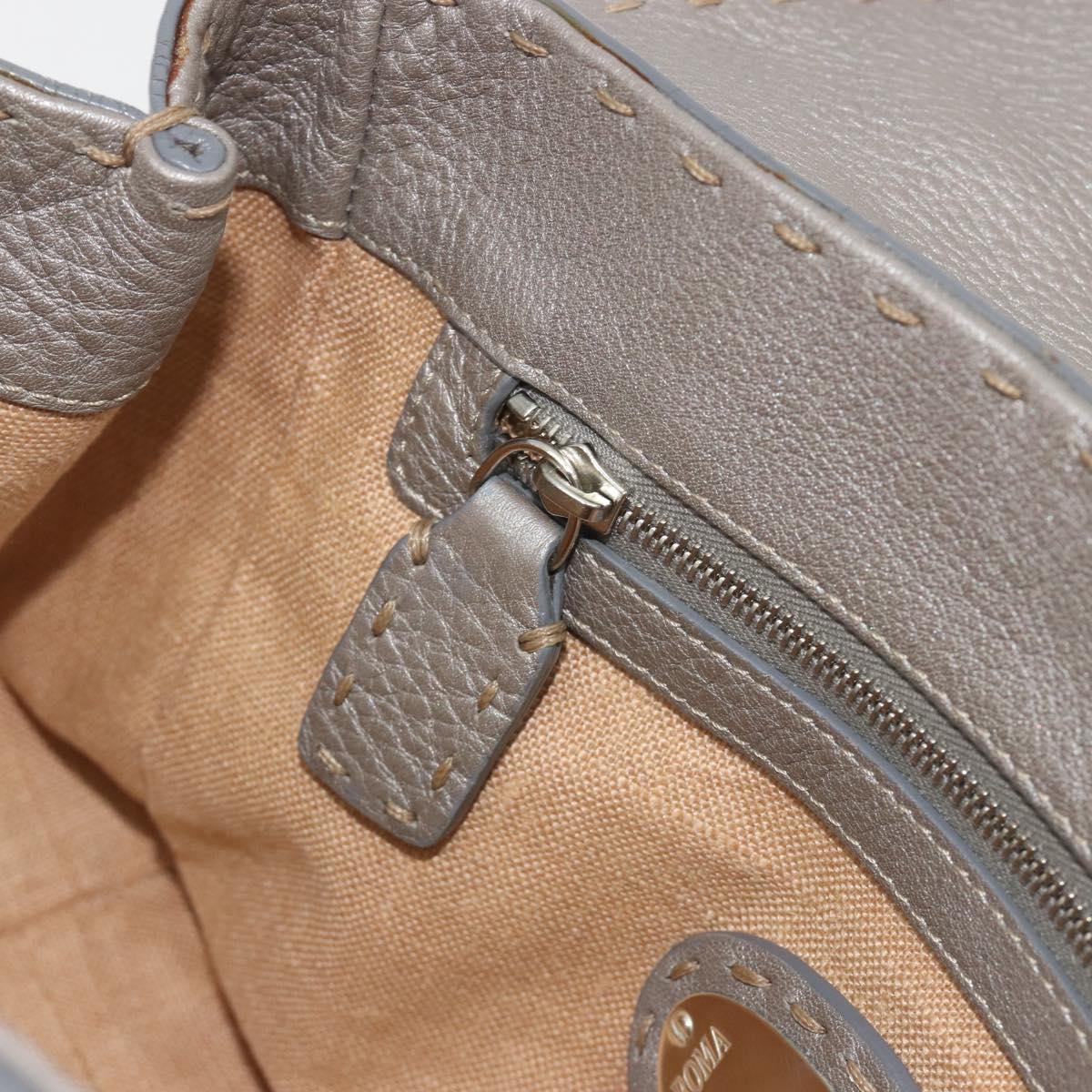 FENDI Selleria Mini Linda Hand Bag Leather Silver Auth 191083A
