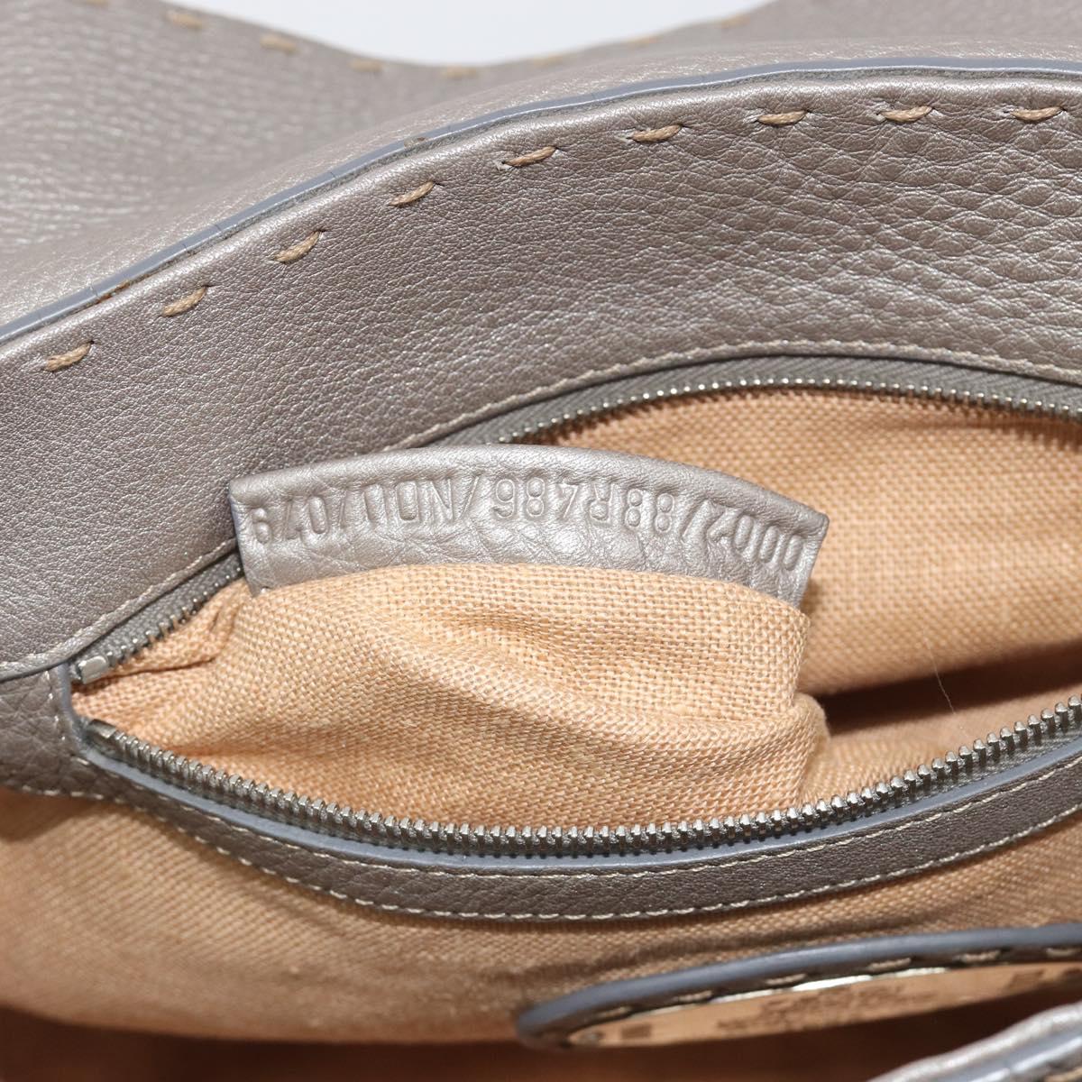 FENDI Selleria Mini Linda Hand Bag Leather Silver Auth 191083A
