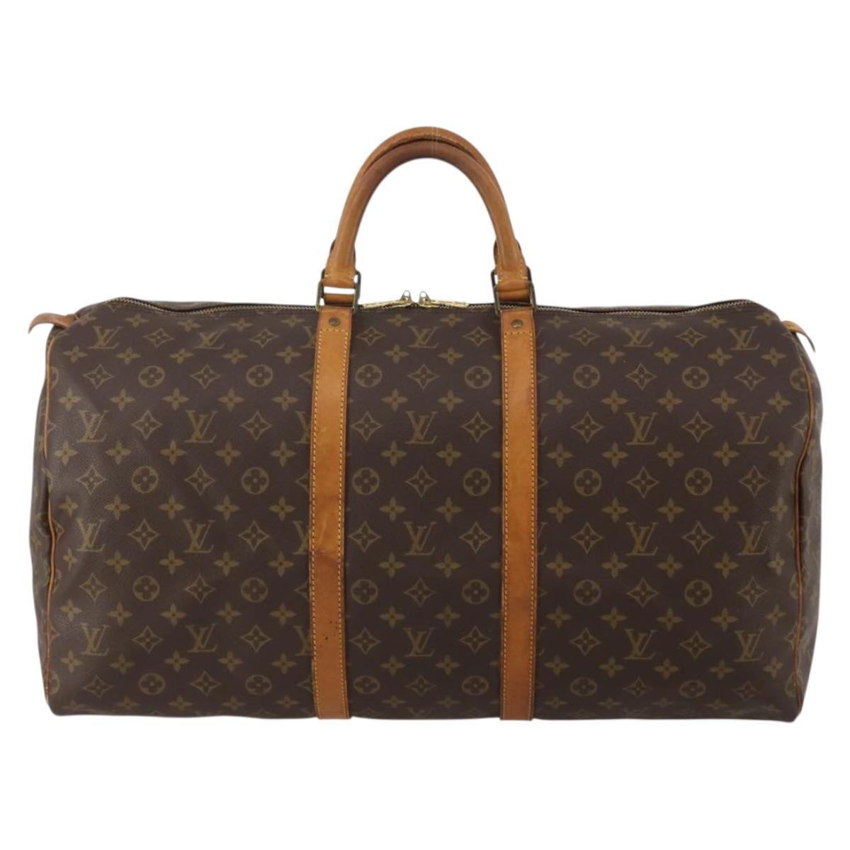 LOUIS VUITTON Monogram Keepall 55 Boston Bag M41424 LV Auth 191086