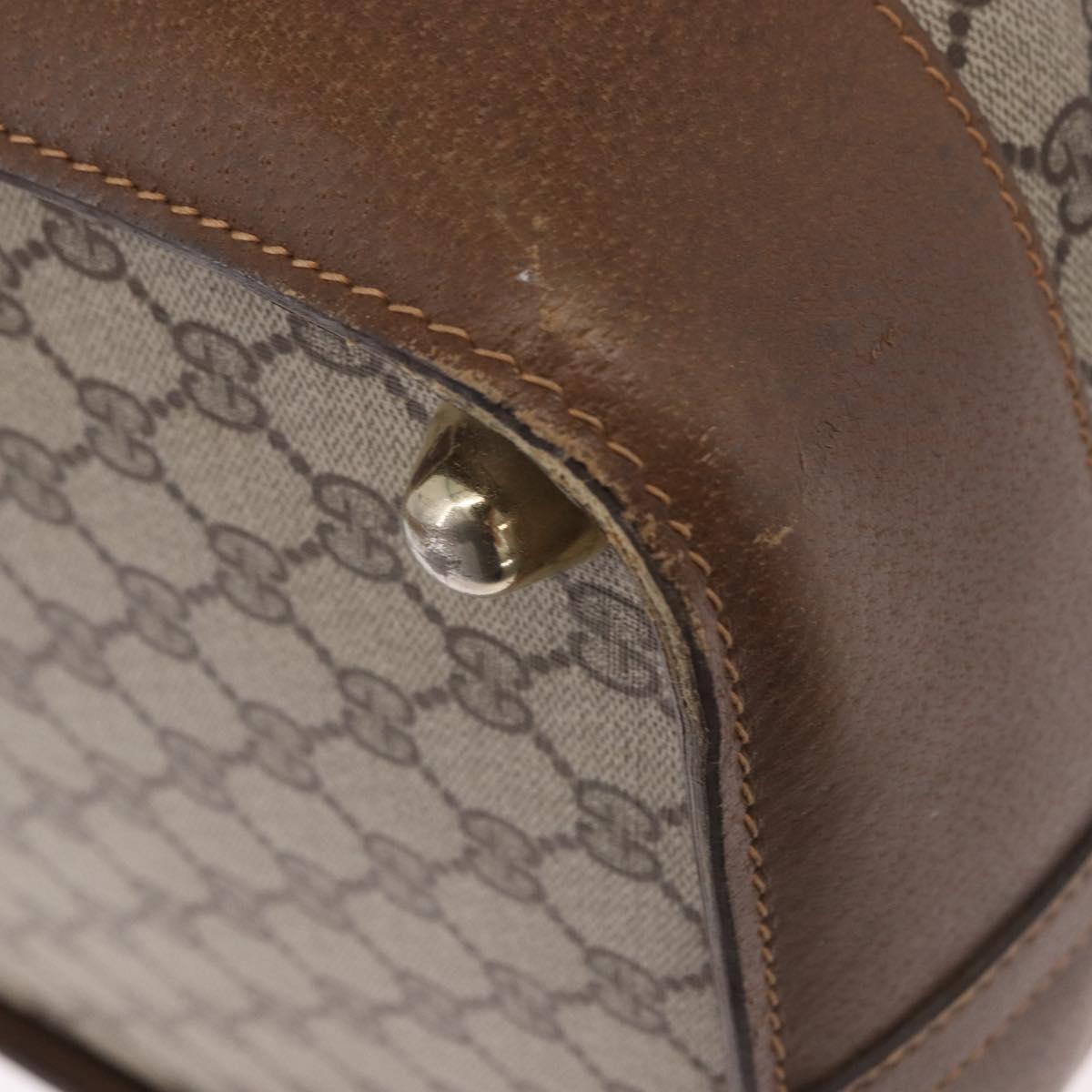 GUCCI GG Supreme Boston Bag PVC Beige Gold Auth 191087