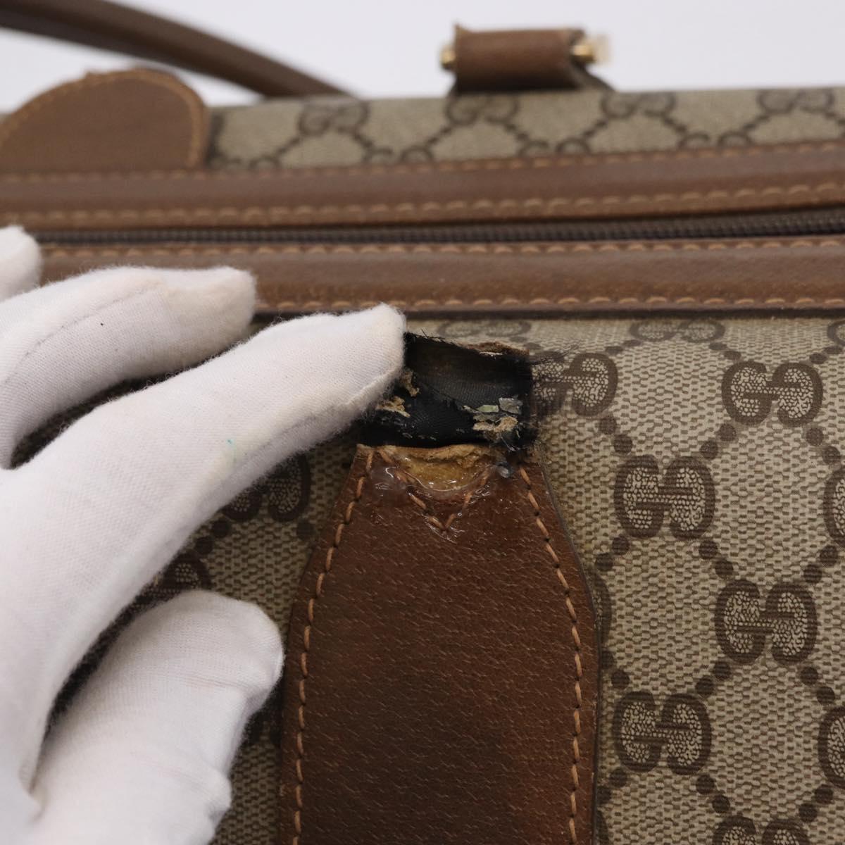 GUCCI GG Supreme Boston Bag PVC Beige Gold Auth 191087