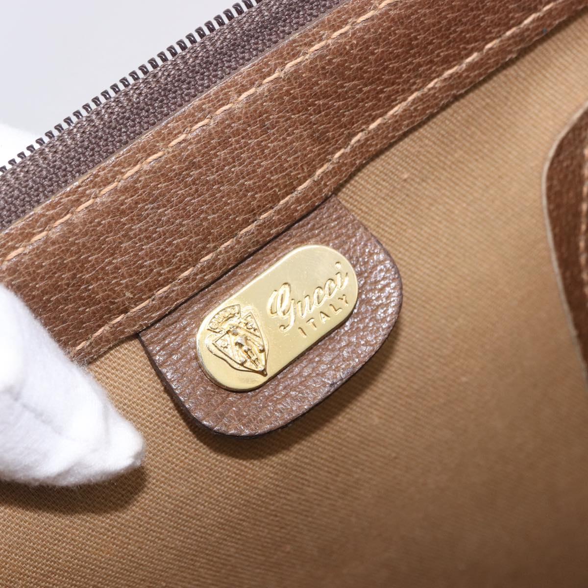 GUCCI GG Supreme Boston Bag PVC Beige Gold Auth 191087