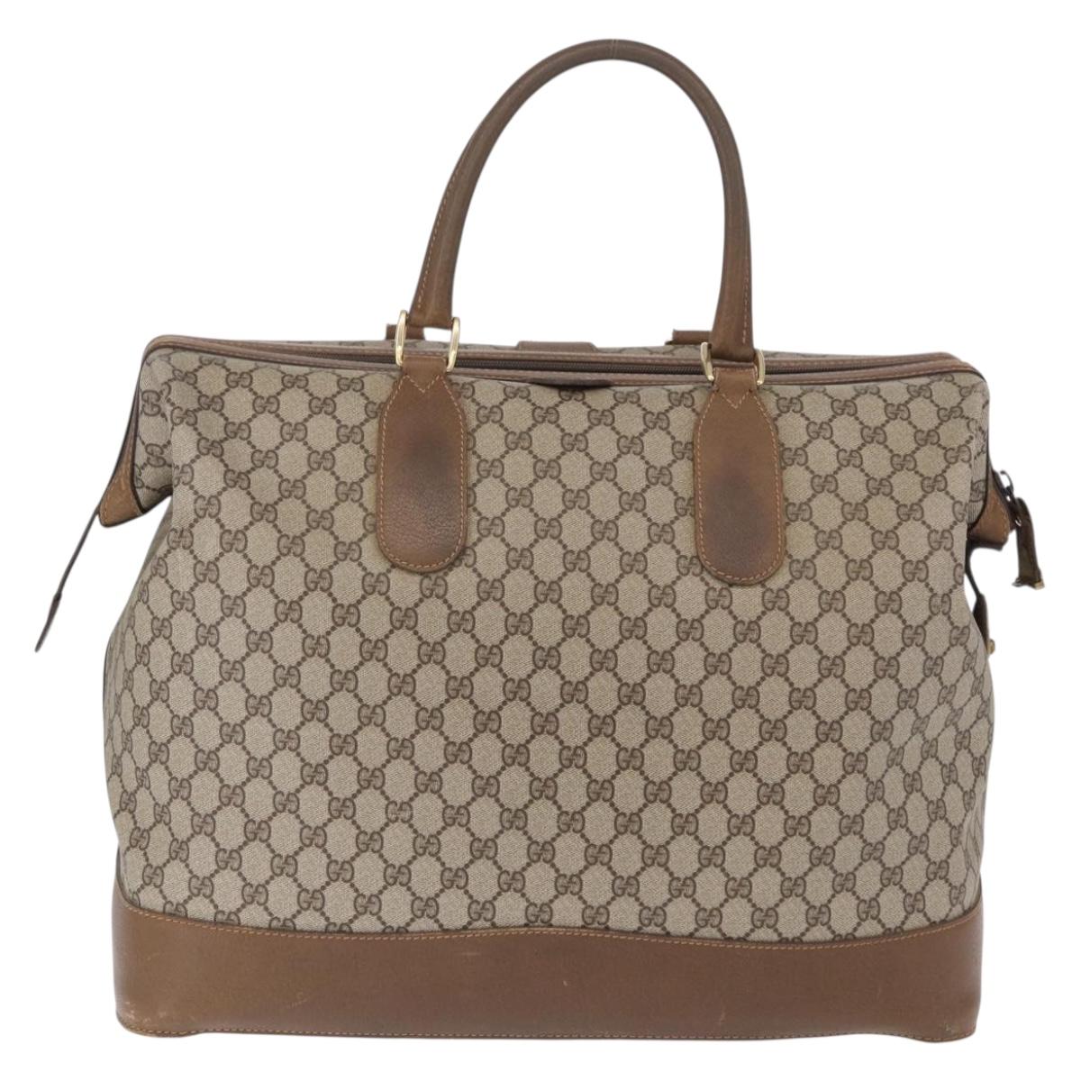 GUCCI GG Supreme Boston Bag PVC Beige Gold Auth 191087