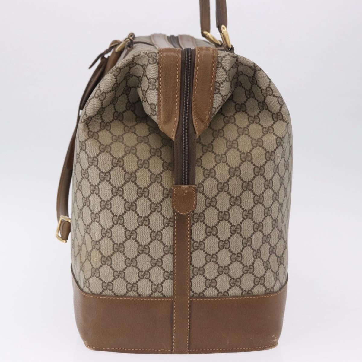 GUCCI GG Supreme Boston Bag PVC Beige Gold Auth 191087