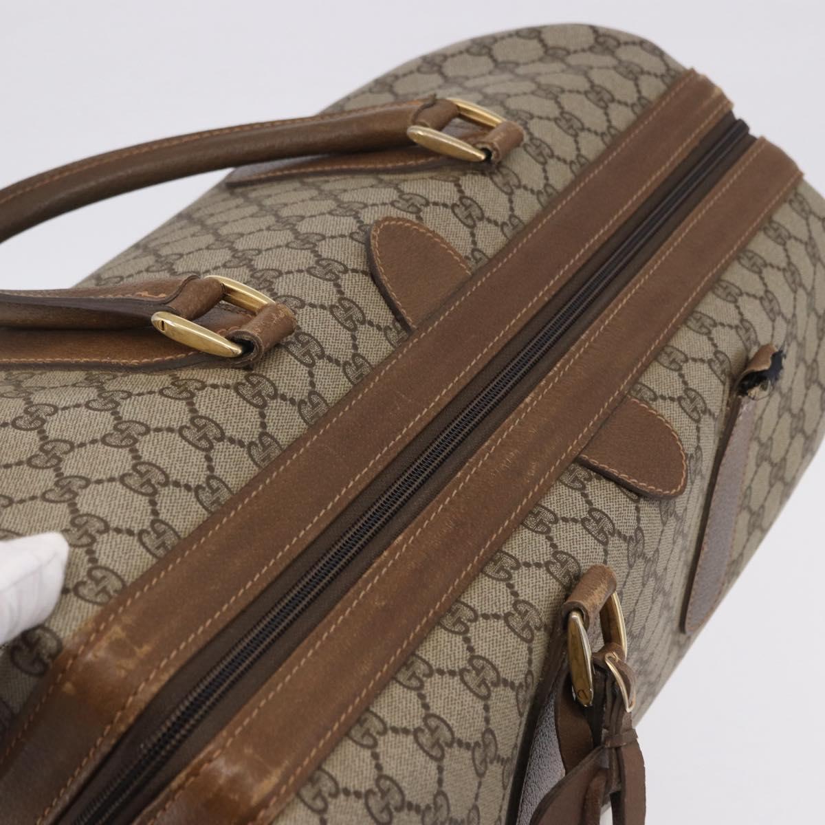 GUCCI GG Supreme Boston Bag PVC Beige Gold Auth 191087