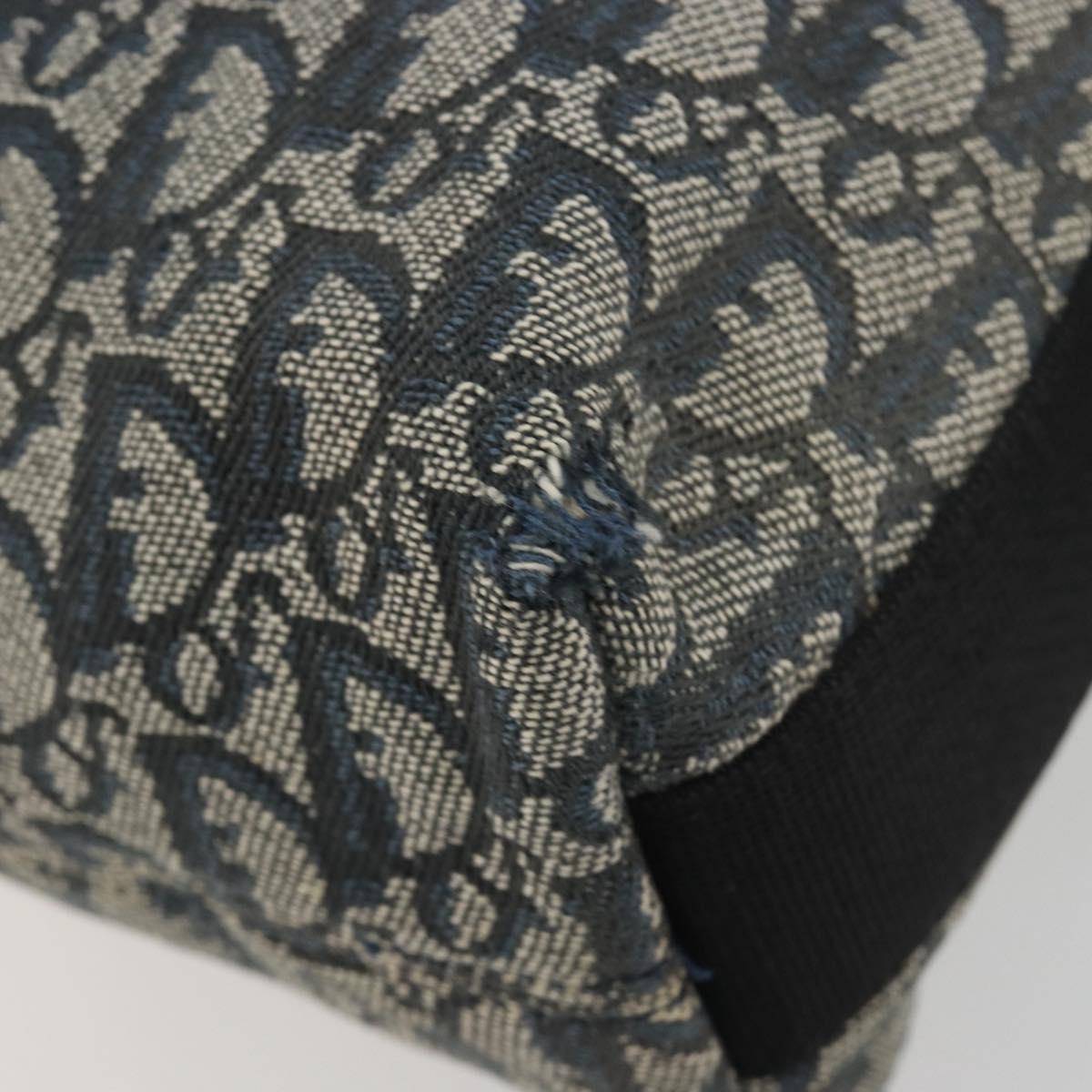 Christian Dior Trotter Canvas Shoulder Bag Navy Silver Auth 191096