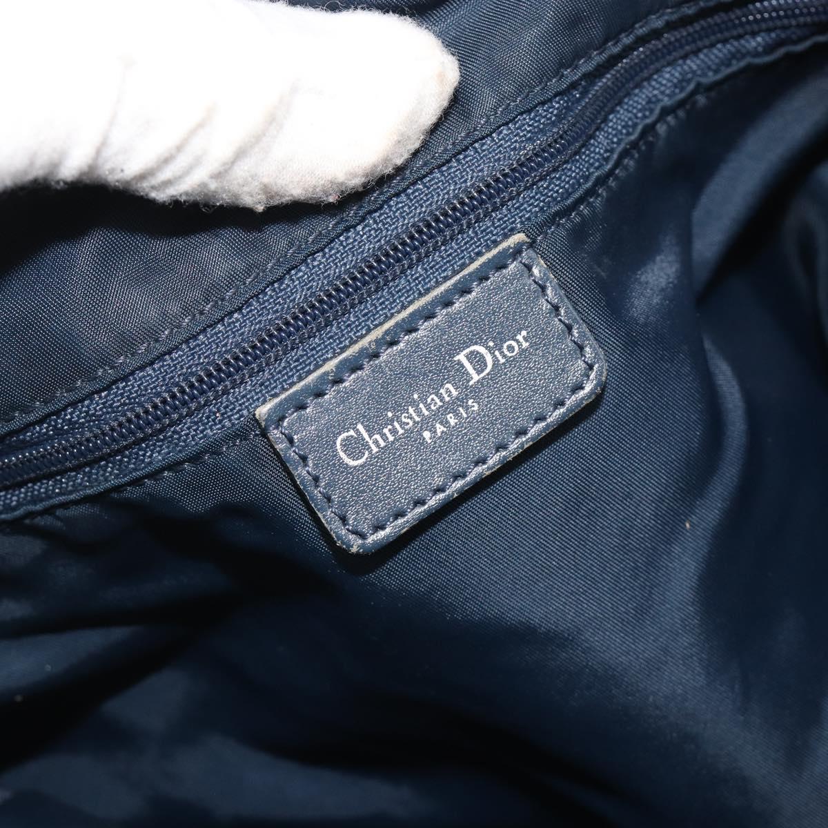 Christian Dior Trotter Canvas Shoulder Bag Navy Silver Auth 191096