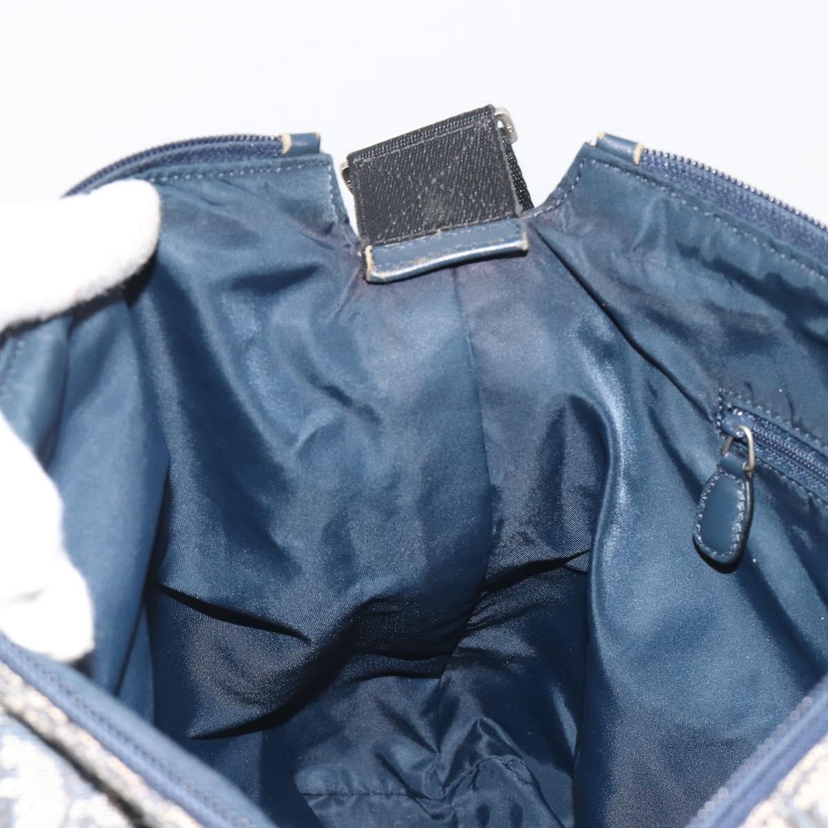 Christian Dior Trotter Canvas Shoulder Bag Navy Silver Auth 191096