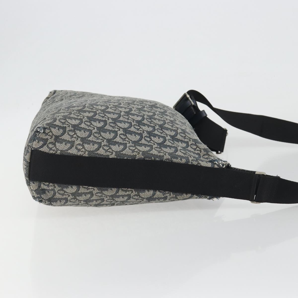 Christian Dior Trotter Canvas Shoulder Bag Navy Silver Auth 191096