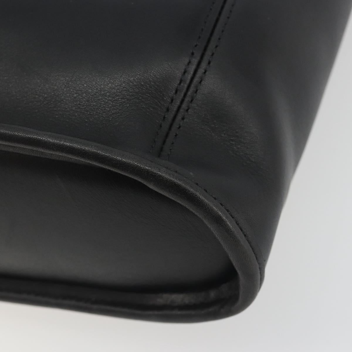 Coach Shoulder Bag Leather Black Gold Auth 191112