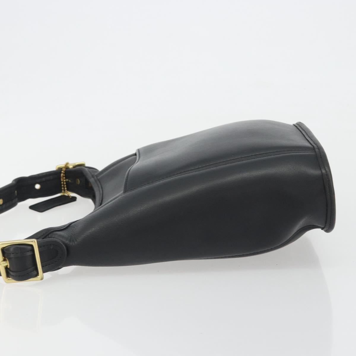 Coach Shoulder Bag Leather Black Gold Auth 191112