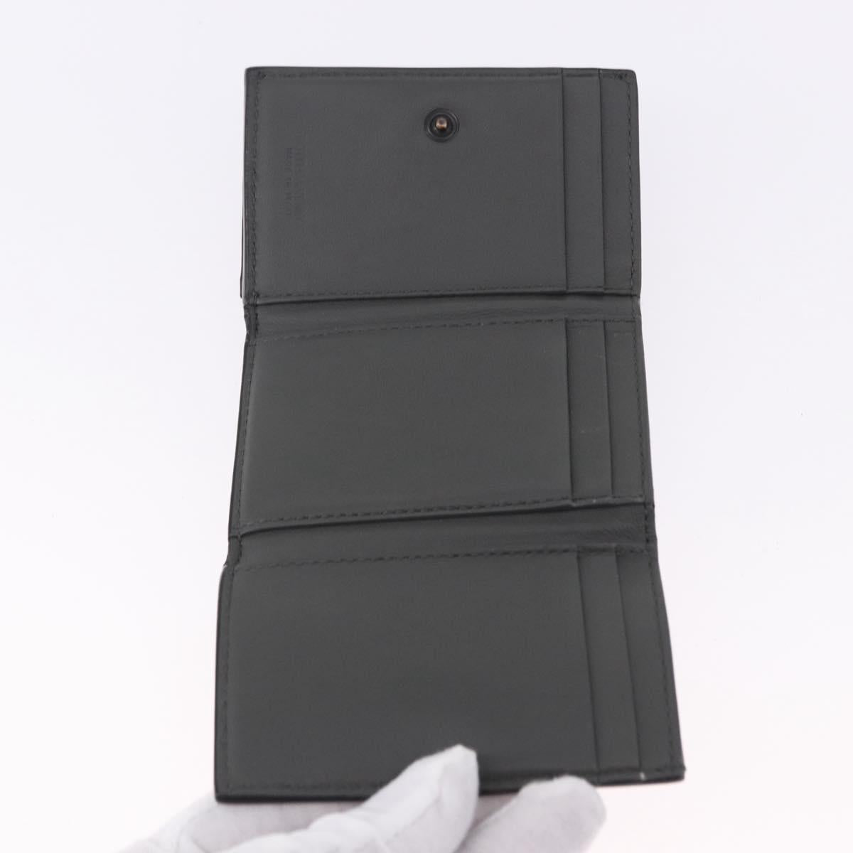 BOTTEGA VENETA INTRECCIATO Trifold Wallet Leather Black Auth 191126A