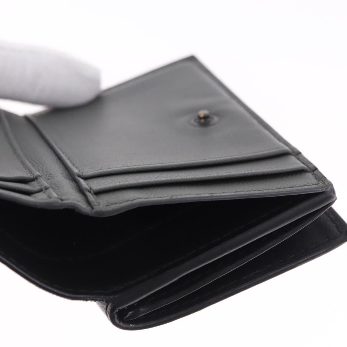 BOTTEGA VENETA INTRECCIATO Trifold Wallet Leather Black Auth 191126A