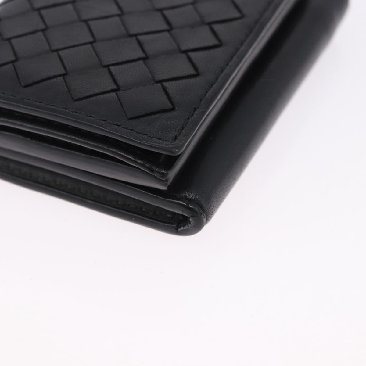 BOTTEGA VENETA INTRECCIATO Trifold Wallet Leather Black Auth 191126A