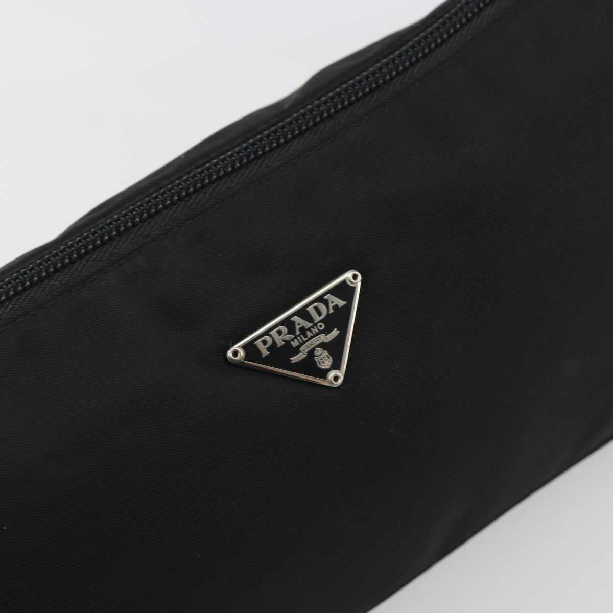 PRADA Accessory Pouch Nylon Black Silver Auth 191130A
