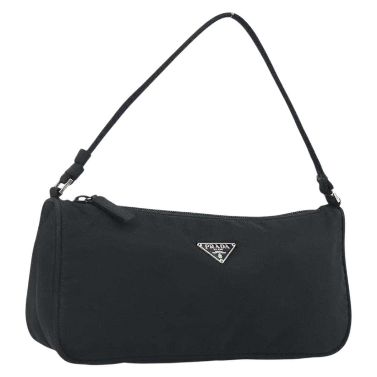 PRADA Accessory Pouch Nylon Black Silver Auth 191130A