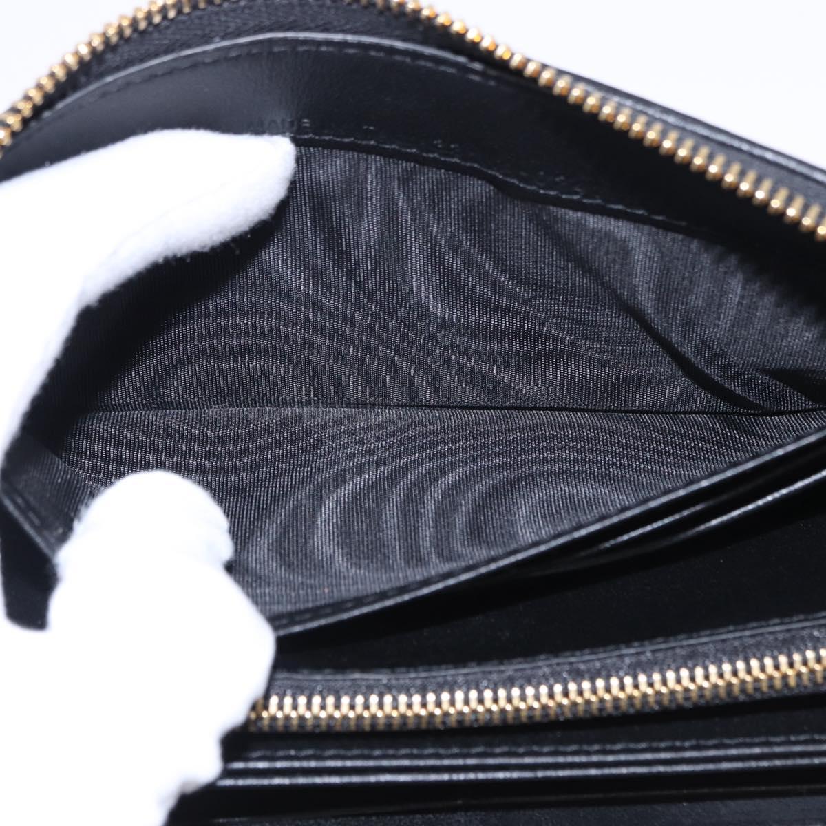 Christian Dior Lady Dior Canage Long Wallet Lamb Skin Black Gold Auth 191131M