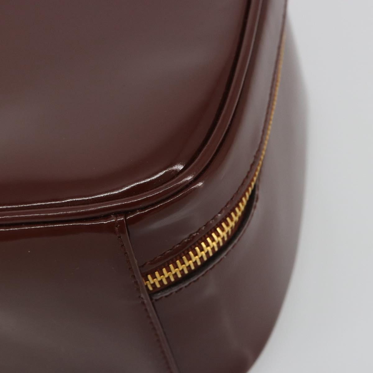 GUCCI Vanity Hand Bag Patent Leather Bordeaux Gold 000 270 0323 Auth 191132