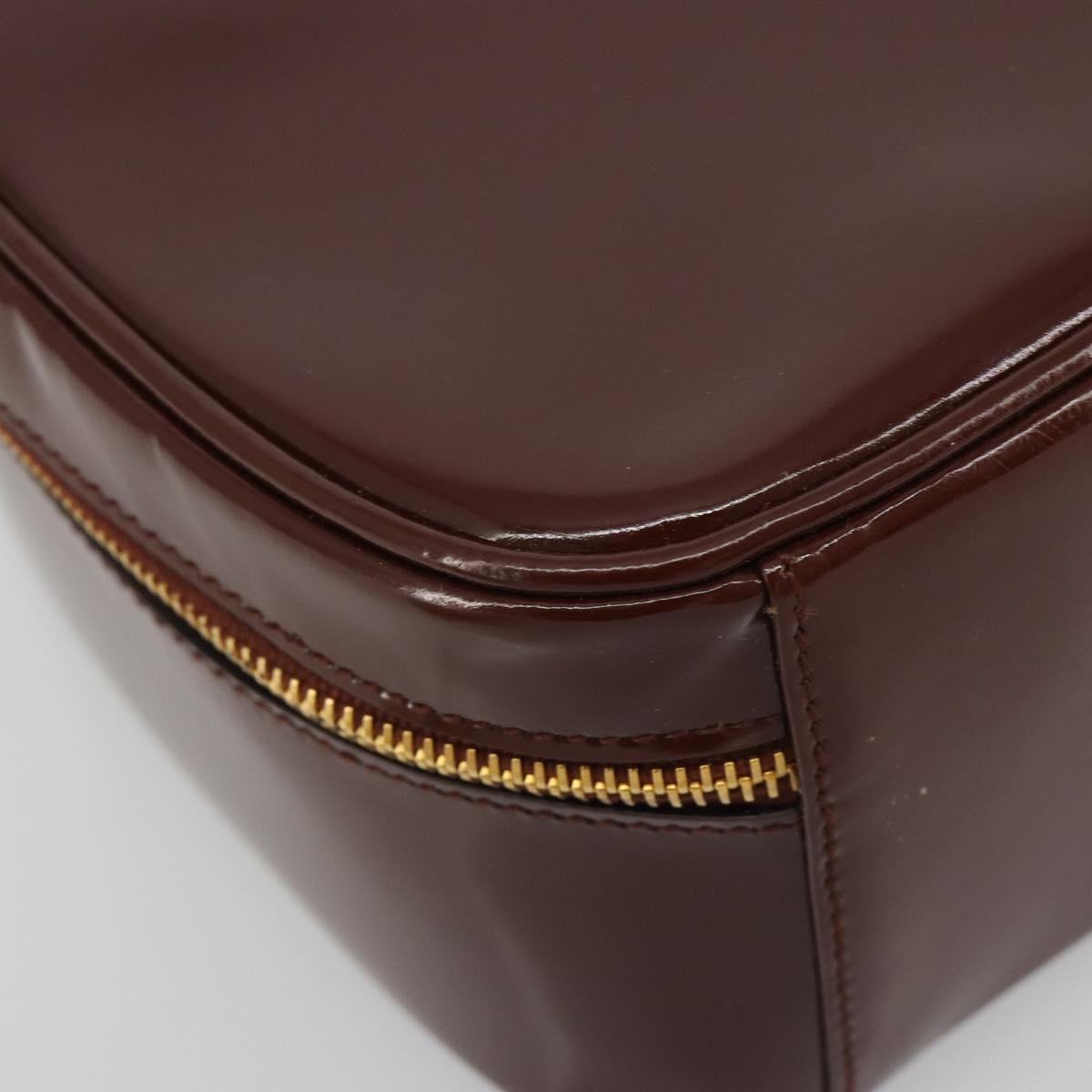 GUCCI Vanity Hand Bag Patent Leather Bordeaux Gold 000 270 0323 Auth 191132