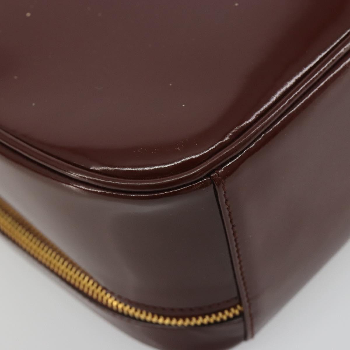 GUCCI Vanity Hand Bag Patent Leather Bordeaux Gold 000 270 0323 Auth 191132