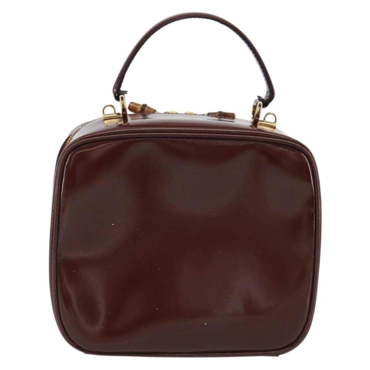 GUCCI Vanity Hand Bag Patent Leather Bordeaux Gold 000 270 0323 Auth 191132