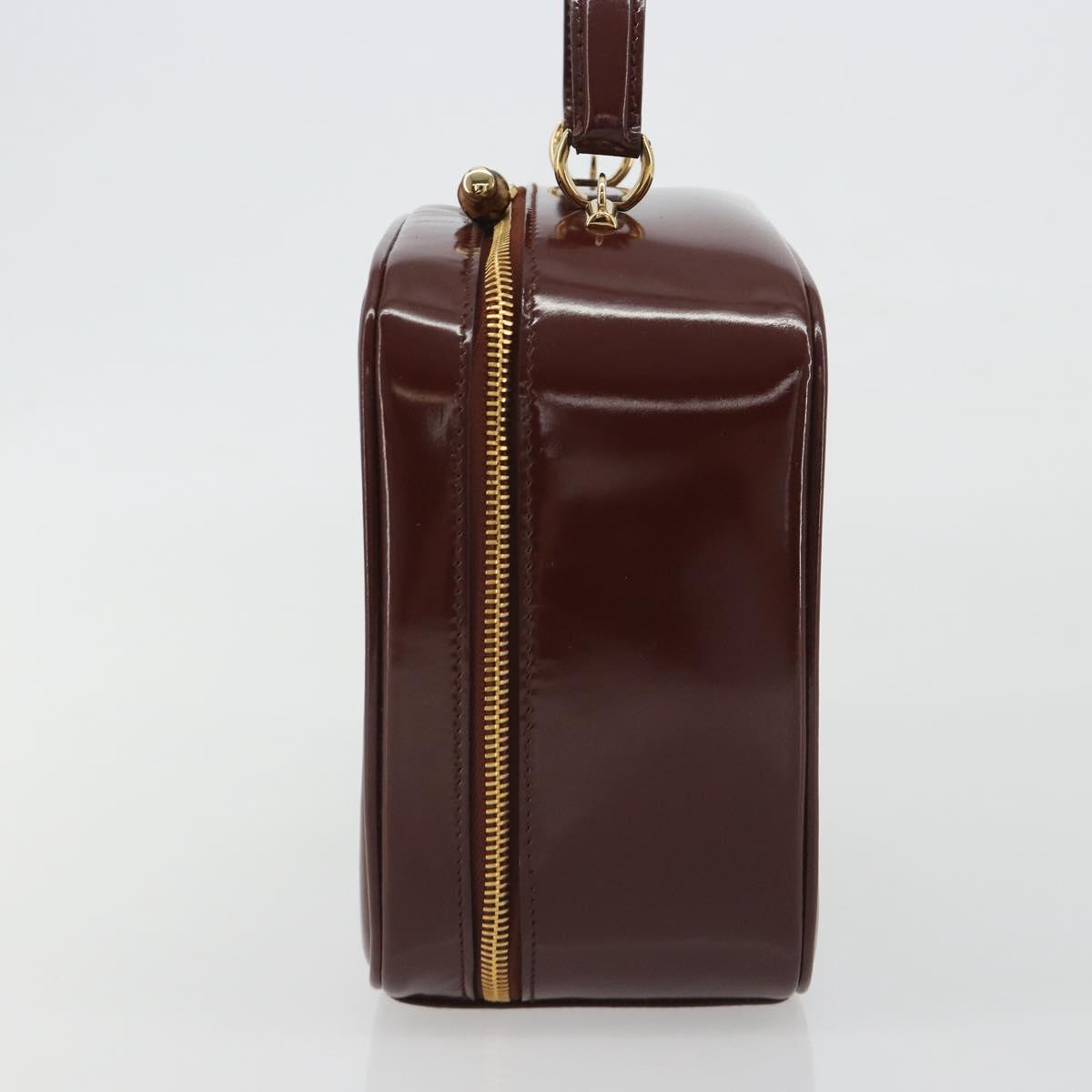 GUCCI Vanity Hand Bag Patent Leather Bordeaux Gold 000 270 0323 Auth 191132