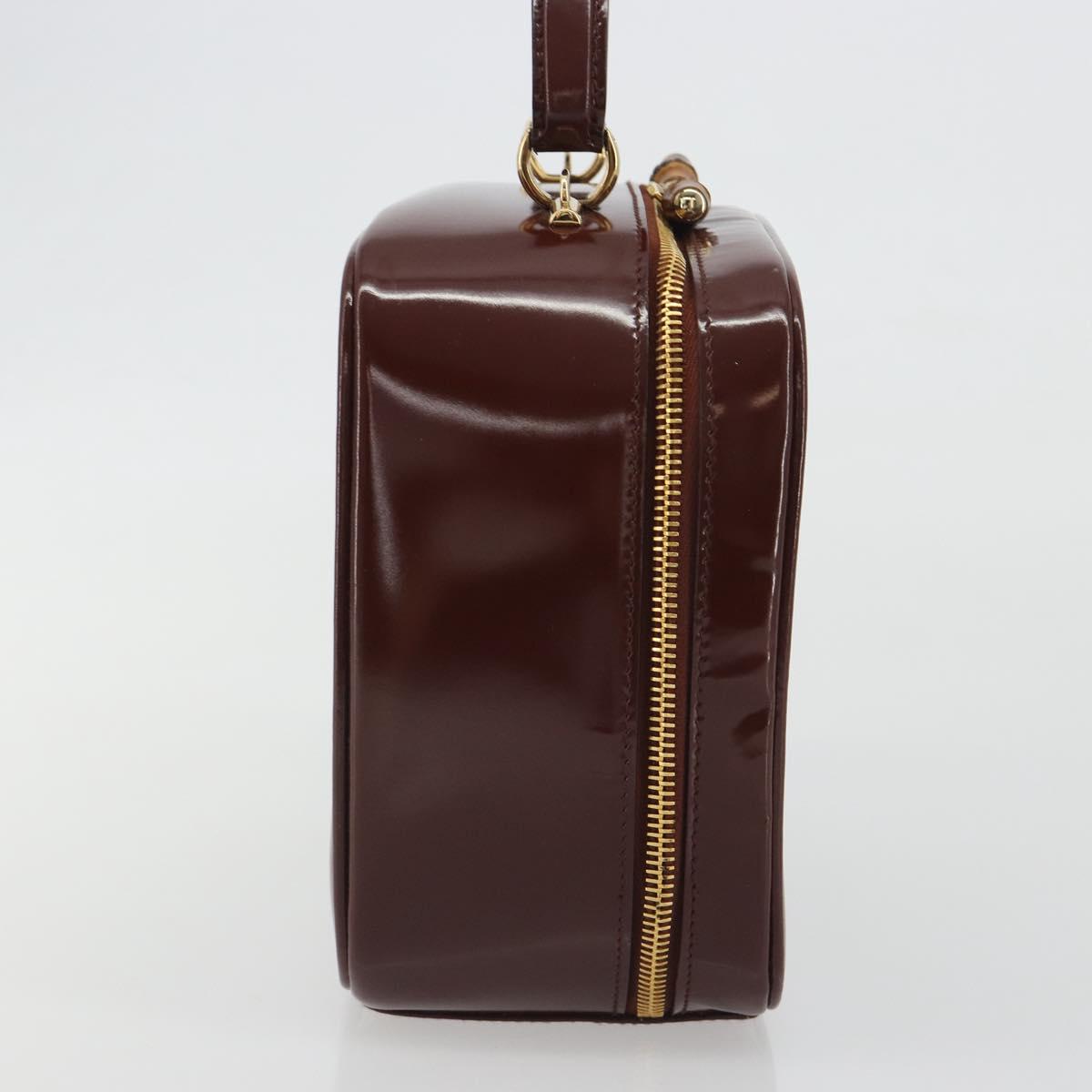 GUCCI Vanity Hand Bag Patent Leather Bordeaux Gold 000 270 0323 Auth 191132