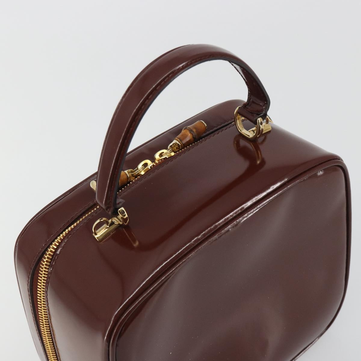 GUCCI Vanity Hand Bag Patent Leather Bordeaux Gold 000 270 0323 Auth 191132