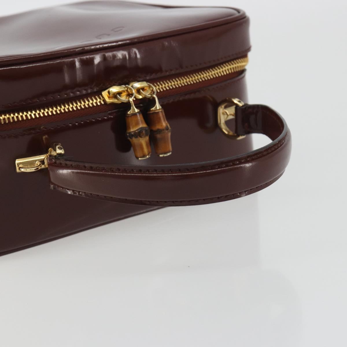 GUCCI Vanity Hand Bag Patent Leather Bordeaux Gold 000 270 0323 Auth 191132