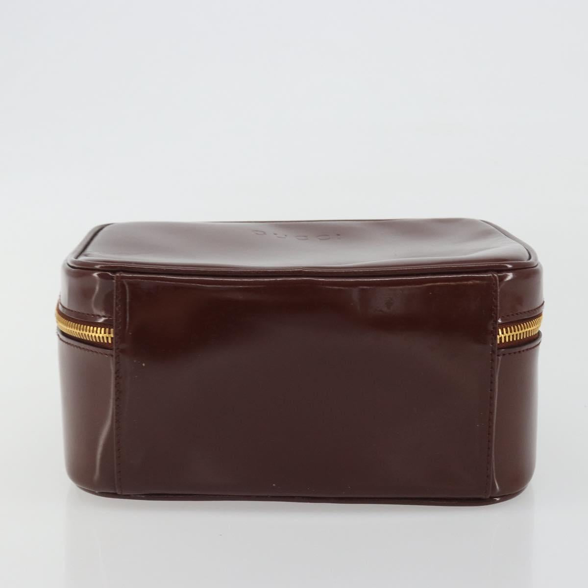 GUCCI Vanity Hand Bag Patent Leather Bordeaux Gold 000 270 0323 Auth 191132