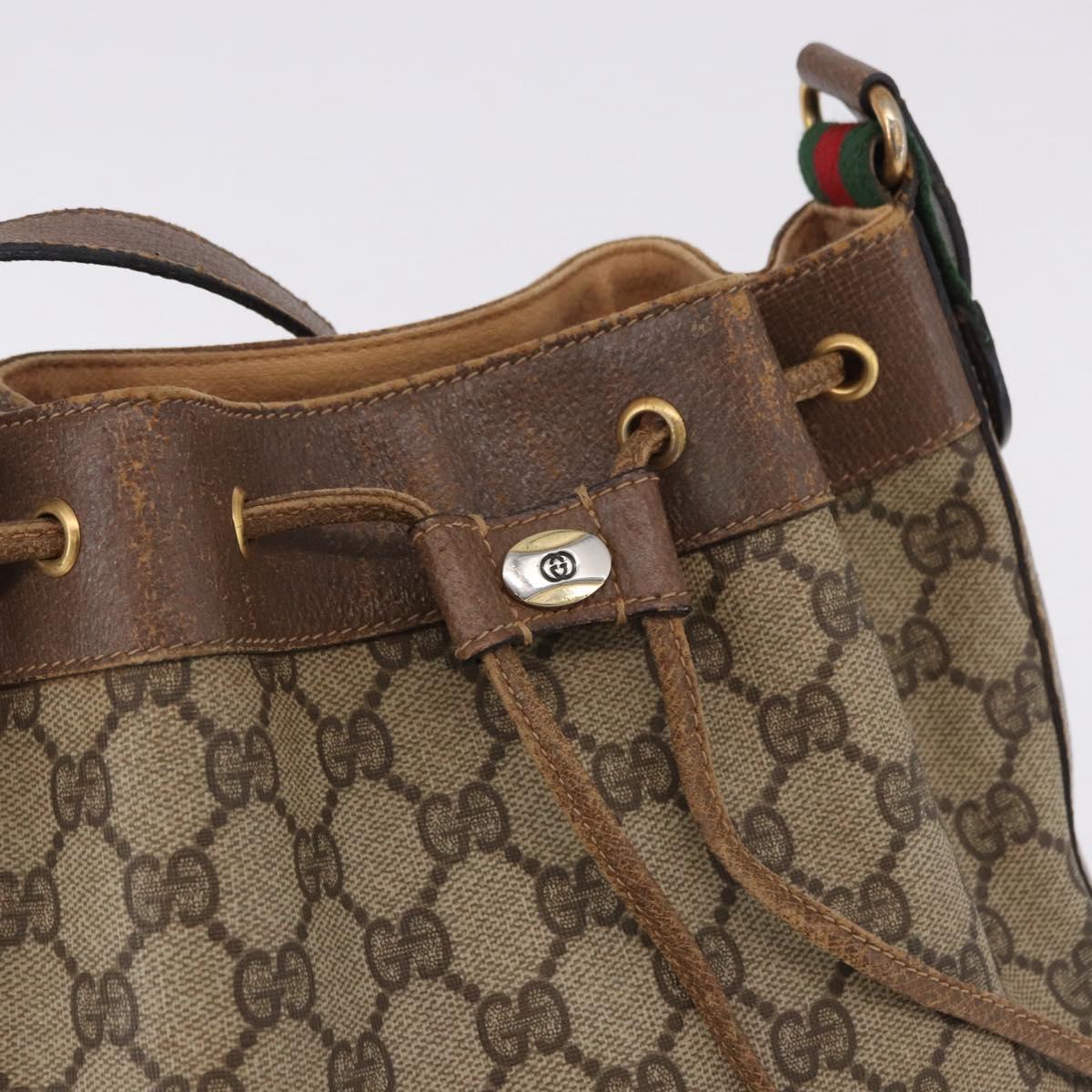 GUCCI GG Supreme Web Sherry Line Bag PVC Beige Gold 41 02 034 Auth 191135
