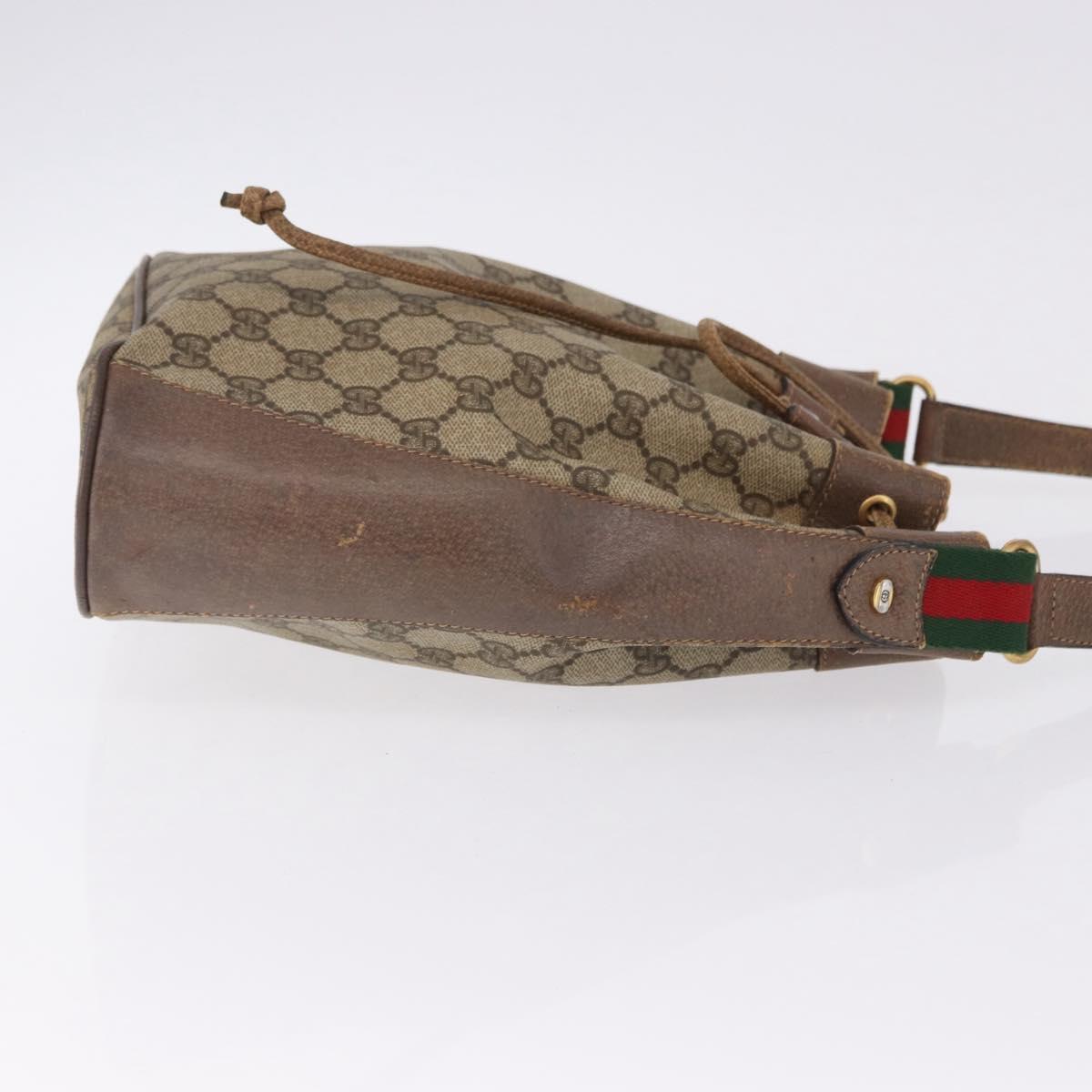 GUCCI GG Supreme Web Sherry Line Bag PVC Beige Gold 41 02 034 Auth 191135